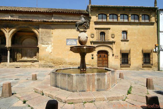 Brunnen Pferd, der Plaza del Potro, gegenüber dem Museo de Bellas Artes, Cordoba - Spanien, Andalusien