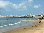 Panoramablick auf die Strände, Cadiz, Spanien.