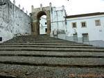 Treppe und Tür zum Plazuela de la Pastora Medina Sidonia führenden, Spanien.