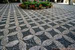 Detaillierte Boden Kies auf den Innenhof des Palacio de Viana, Cordoba, Spanien.