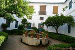 Pool und Terrasse im Innenhof Archivo del Palacio de Viana, Cordoba, Spanien.
