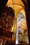 Blick auf die Orgelpfeifen, Kathedrale von Sevilla, Spanien.