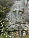 Gesicht in der Kalkfelsen, Torcal de Antequera, Spanien.