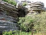 Horizontale Schichtung der Felsen, Torcal de Antequera, Spanien.