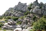 Horizontale Gesteinsschichten, Torcal de Antequera, Spanien.
