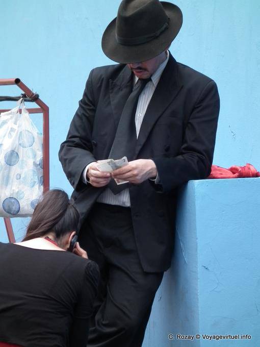 Zählen Einkommen für Tangotänzer, La Boca, Piazoleta der Suspiros, Buenos Aires - Argentinien