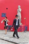 La Boca, Caminito, die Abreise der argentinischen Tänzerin, Buenos Aires, Argentinien.