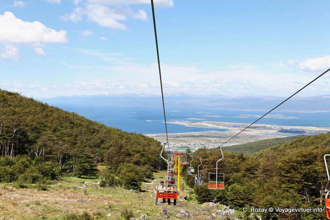 Panorama vom Skilift, Seilbahn bergab Martial Glacier, Ushuaia - Argentinien