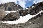 Felsen und Schnee, Ushuaia, Martial-Gletscher, Argentinien.