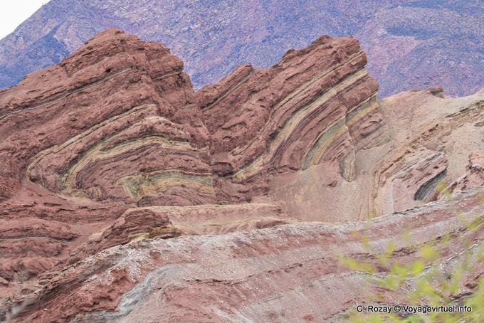 Gesteinsschichten in verschiedenen Farben, Quebrada de las Conchas - Argentinien