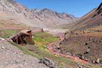 Reste von Ferrocarril Trasandino, Ruta 7 Las Cuevas, Argentinien.
