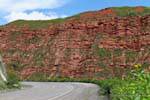 Zwischen roten Felsen Quebrada El Carril getönten vor Escoipe, Argentinien.