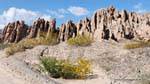 Naturdenkmal in die Quebrada de las Flechas, Angastaco Tal Calchaquies, Ruta 40, Argentinien.