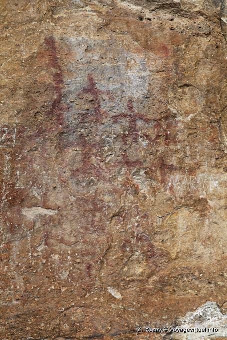 Prähistorische Tanz, Felsmalerei Tehuelche, Walichu - Argentinien