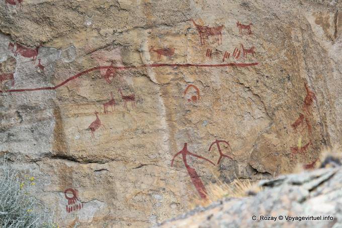 Altes Fresko, Höhlenmalerei Tehuelchen Indianer Walichu - Argentinien