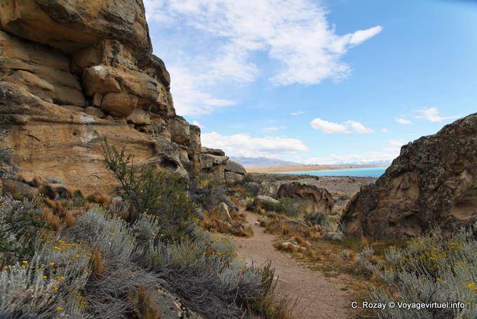 Blick von den Höhlen, archäologische Stätte Tehuelche, Walichu - Argentinien
