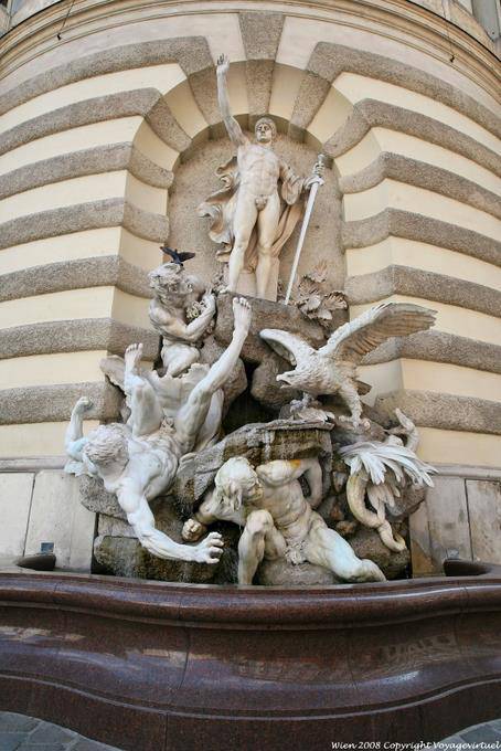 Michaeler Platz, Brunnen Macht zu Lande - Wien - Österreich