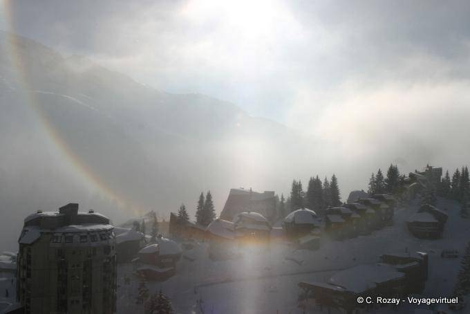 Im Nebel, Avoriaz - Alpen, Frankreich