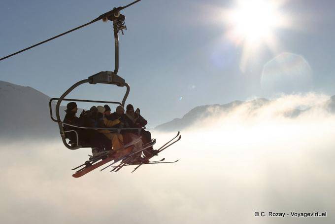 Gehen Sie in den Wolken, Avoriaz - Alpen, Frankreich