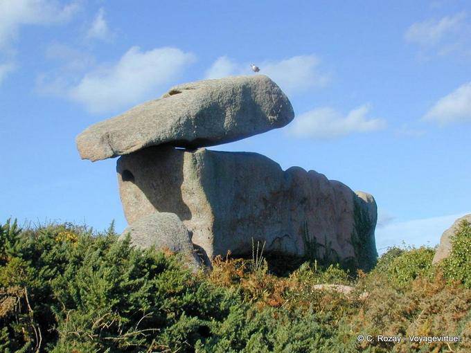 Ein weiterer Blick auf den umgedrehten Flasche, Pfad der Zöllner, Ploumanach, Bretagne - Frankreich