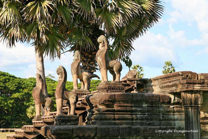 Stilisierten Löwen, Südseite Treppen, Angkor Wat, Angkor, Kambodscha