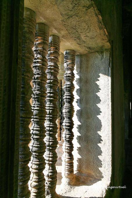 Holz Balustraden wandte sich von der Westempore, Angkor Wat, Angkor, Kambodscha