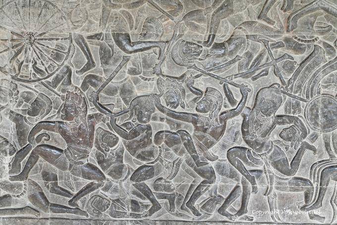 Fresko von der Westempore mit der Schlacht von Kurukshetra, Angkor Wat, Angkor, Kambodscha