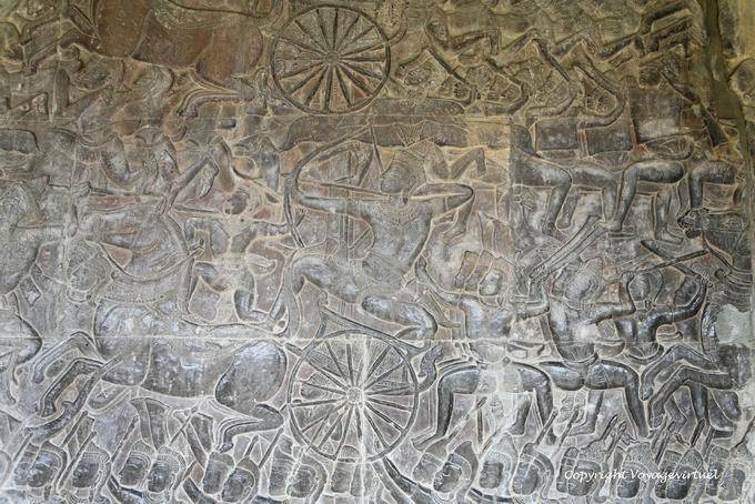 Archer in seinem Streitwagen in die Schlacht, Fresko, Angkor Wat, Angkor, Kambodscha