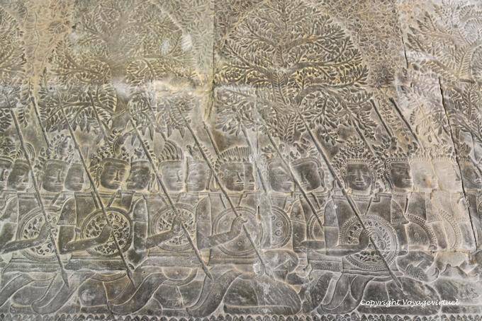 Parade von Soldaten, Militär Suryavarman II, Fresko, Angkor Wat, Angkor, Kambodscha