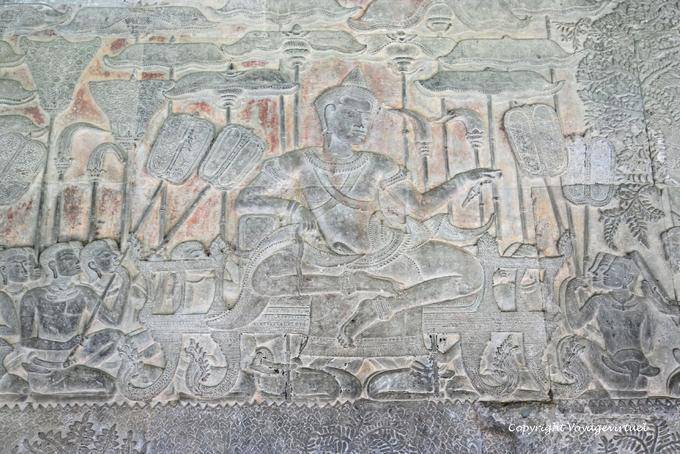Suryavarman II, der Gründer von Angkor Wat, Fresko der Armee des Königs, Angkor, Kambodscha