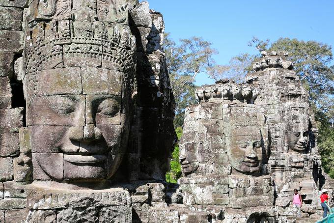 Lächeln monumentale Kopf, Bayon, Angkor Thom, Angkor, Kambodscha