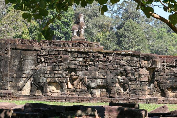 Elefant Jagd, Erleichterung, Terrasse der Elefanten, Angkor Thom, Angkor, Kambodscha