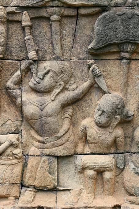 Schwertschlucker, Flachrelief, Terrasse des Lepra-Königs, Angkor Thom, Angkor, Kambodscha