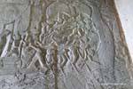 Ende des Fresko der Buttermenge des Ozeans von Milch, Angkor Wat, Kambodscha.