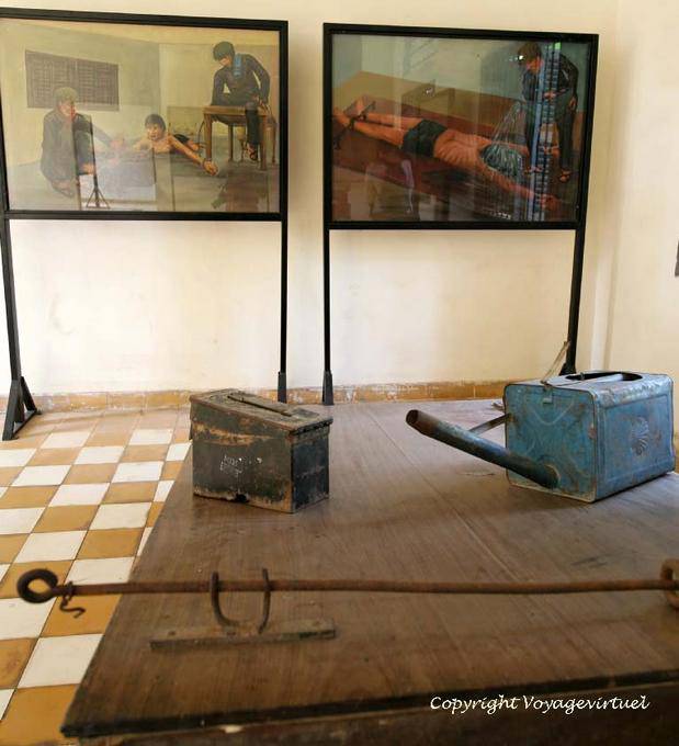 Folterinstrumente zu der Genozid-Museum, Phnom Penh ausgesetzt - Kambodscha