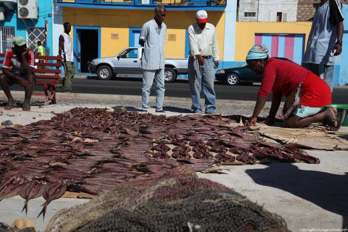São Vicente, Fischerhafen von Mindelo, Fisch Trocknen - Kap Verde