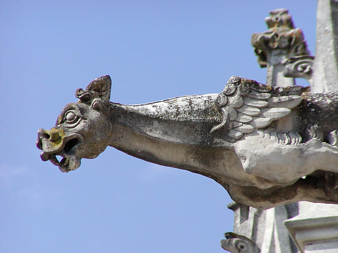 Gargoyle förmigen geflügeltes Ungeheuer, Schloss Amboise, Frankreich.