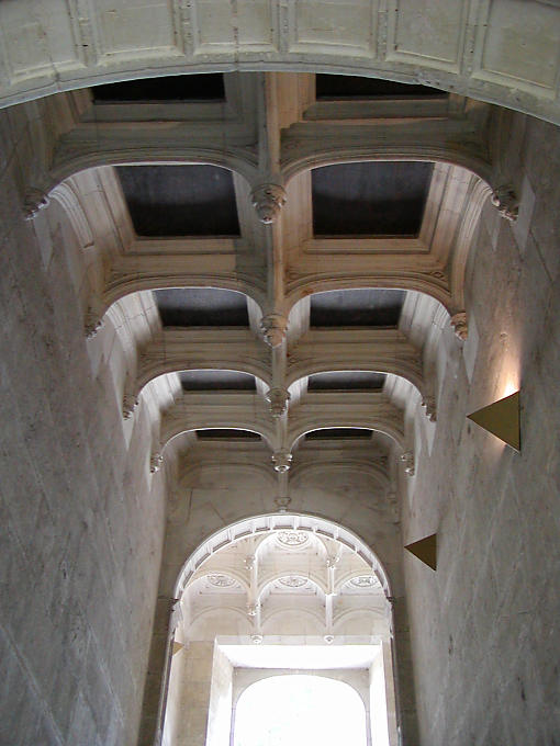Treppe in der Fassade, Schloss Azay-le-Rideau, Frankreich.