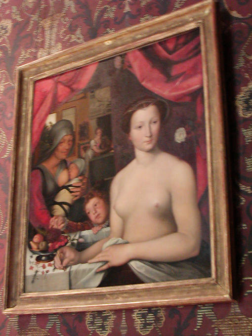 Die Frau in der Badewanne, Tisch, Azay-le-Rideau, Frankreich.