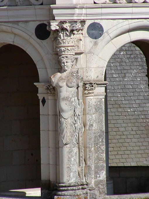 Caryatide von Schloss Chambord, Frankreich.