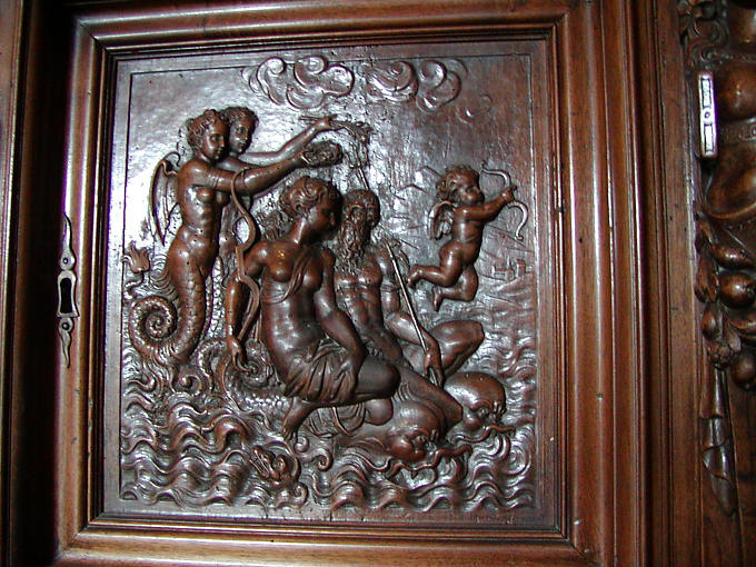 Detail einer Möbelmesse François 1 Château de Chenonceau, Frankreich.