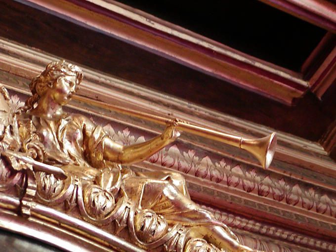 Ausschnitt aus einem Rahmen, Louis XIV-Salon, Chenonceau, Frankreich.