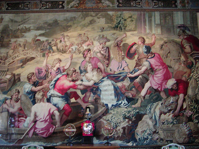 Die Tapestry Room, Chateau de Cheverny, Frankreich.