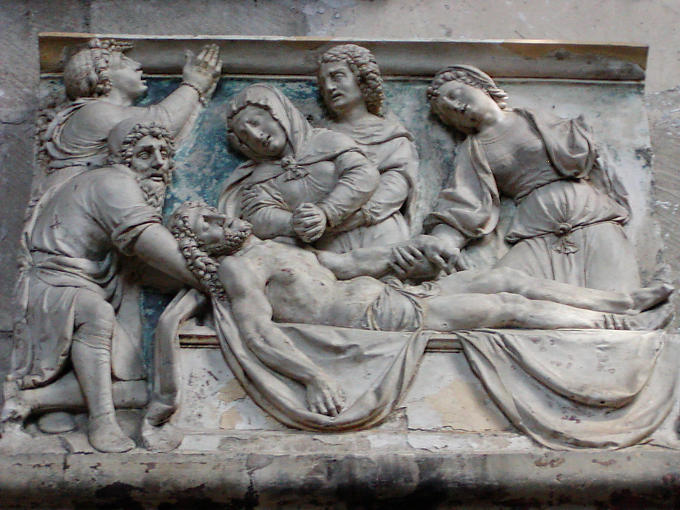 Das Begräbnis Jesu, Flachrelief der Stifts Clamecy, Frankreich.