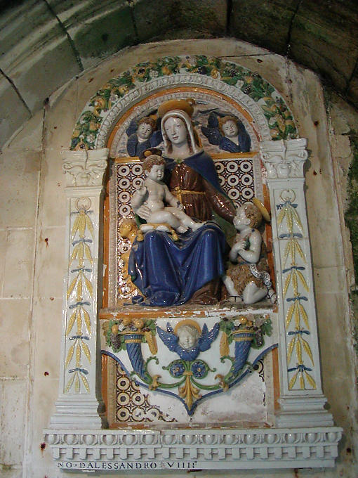 Polychrome Keramik von der Jungfrau Maria, Schloss von Ussé, Frankreich.