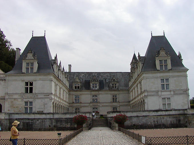 Sicht auf den Hof, Villandry, Frankreich.