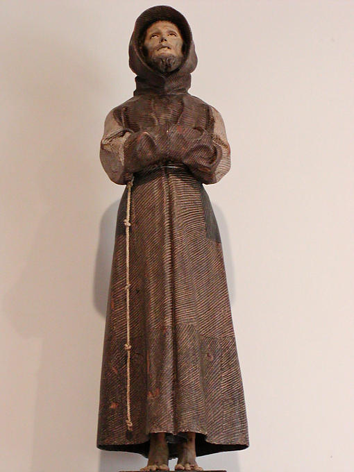 Hölzerne Statue auf dem Display in der Galerie, Château de Villandry, Frankreich.