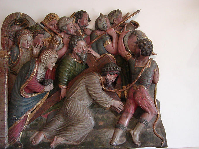 Gallery polychrome Holzskulptur, Villandry, Frankreich.