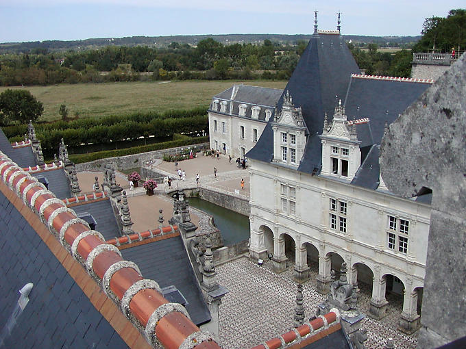 Blick von der Bergfried, Château de Villandry, Frankreich.