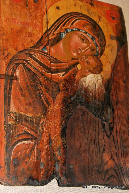 Close-up auf ein Symbol von Toplou Kirchliches Museum - Kreta, Griechenland